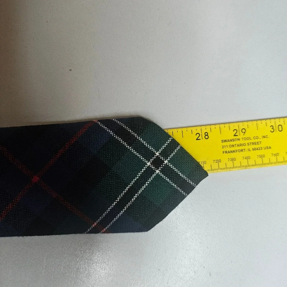 Rose Clan Tartan Wool Tie Made in Scotland Green Blue Plaid Necktie 100% Wool
